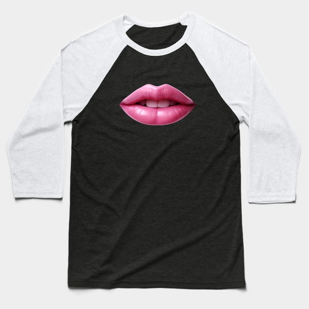 Pink Lips Baseball T-Shirt by BarnesPrintHub